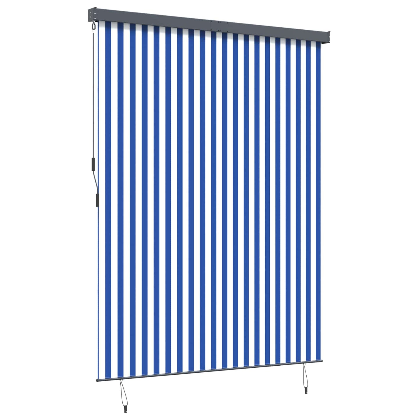 Striped Roller Blind Blue and White 200 x 250 cm Fabric and Aluminum