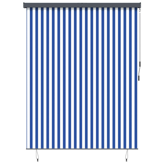 Striped Roller Blind Blue and White 200 x 250 cm Fabric and Aluminum
