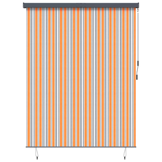 Striped Roller Blind Yellow and Blue 200 x 250 cm Fabric and Aluminum