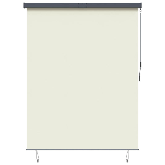 Roller Blind with Cream Curtains 200 x 250 cm Fabric and Aluminum