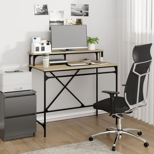Bureau chêne Sonoma 100x50x90 cm Panneau de particules et fer
