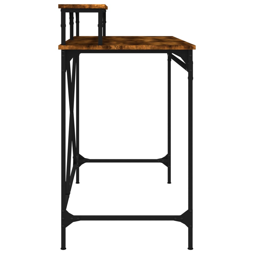 Smoked Oak Desk 100x50x90 cm Engineered Wood and Iron