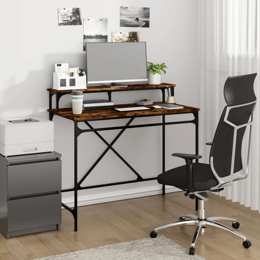 Bureau Chêne fumé 100x50x90 cm Panneau de particules et Fer