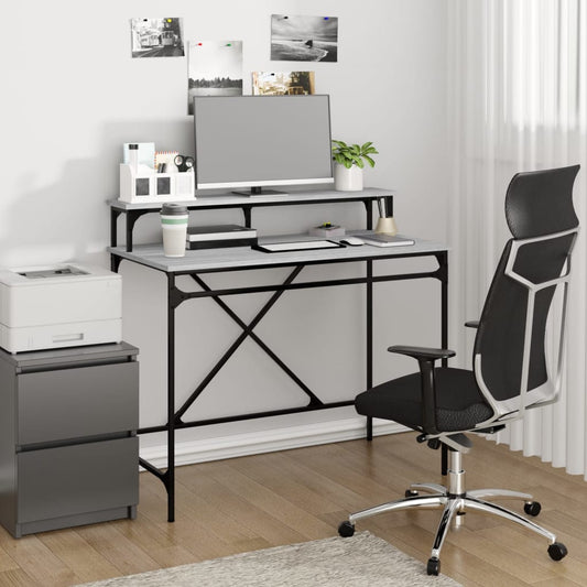 Bureau Gris Sonoma 100x50x90 cm Bois d'ingénierie et Fer