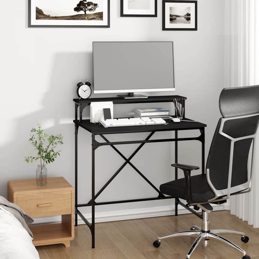 Desk Black 80x50x90 cm Engineered Wood and Iron