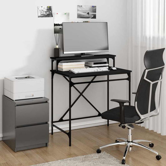 Bureau Noir 80x50x90 cm Panneau de particules et Fer