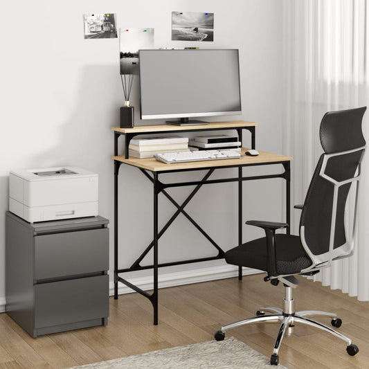 Bureau chêne Sonoma 80x50x90 cm Bois composite et fer