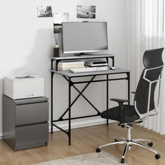 Bureau gris Sonoma 80x50x90 cm Panneau de particules et fer