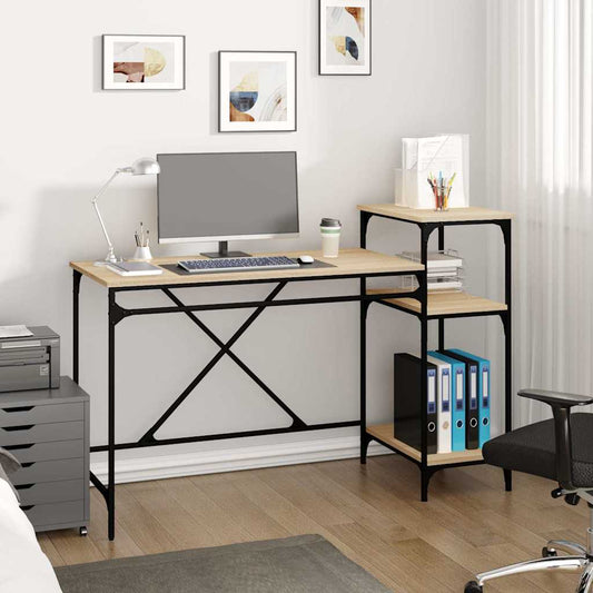 Bureau avec étagère chêne Sonoma 135x50x90 cm bois d'ingénierie