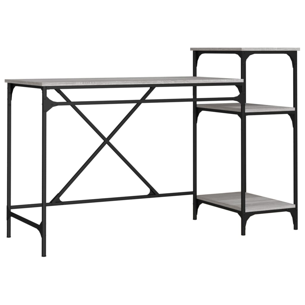 Desk with Shelf Grey Sonoma 135x50x90 cm Engineered Wood