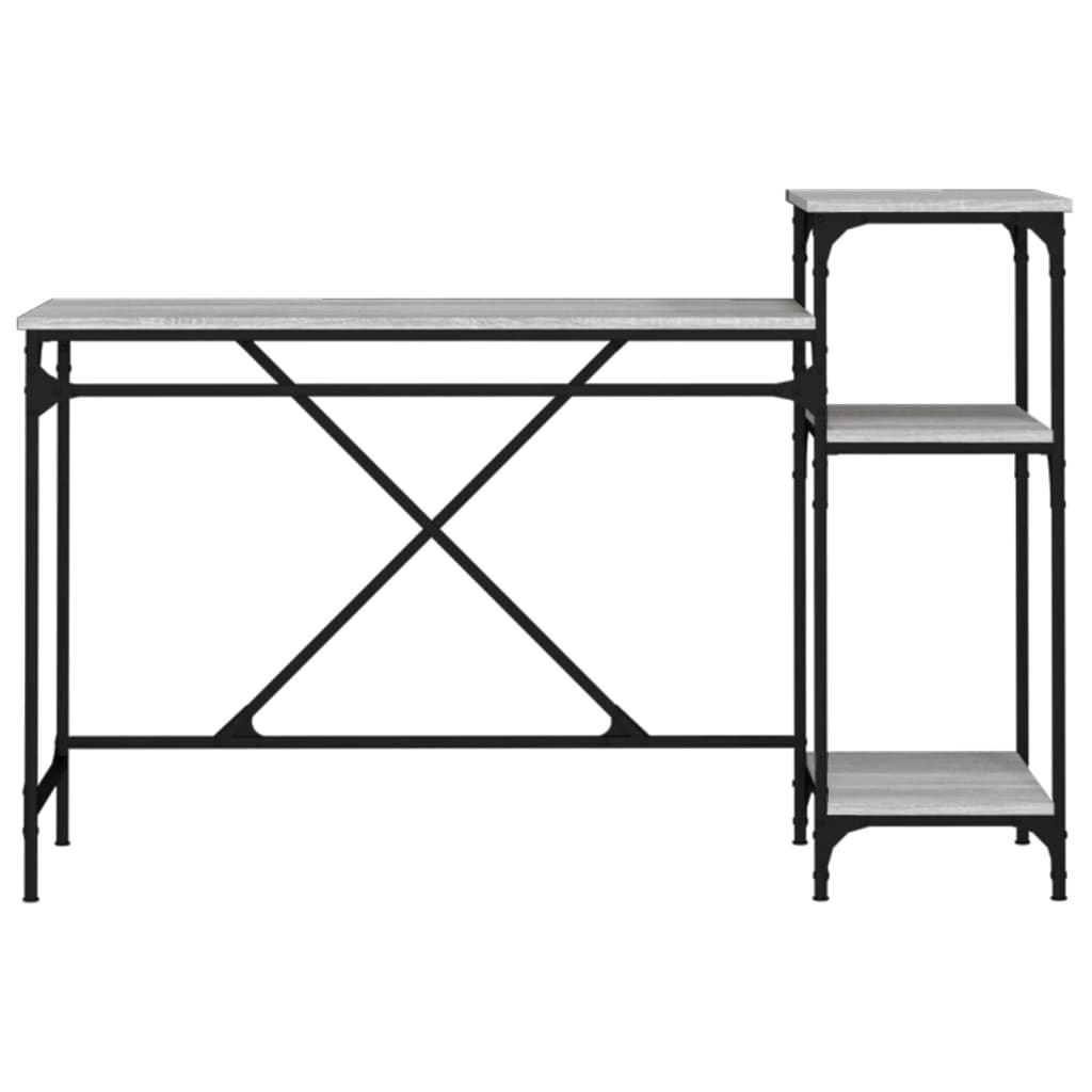 Desk with Shelf Grey Sonoma 135x50x90 cm Engineered Wood