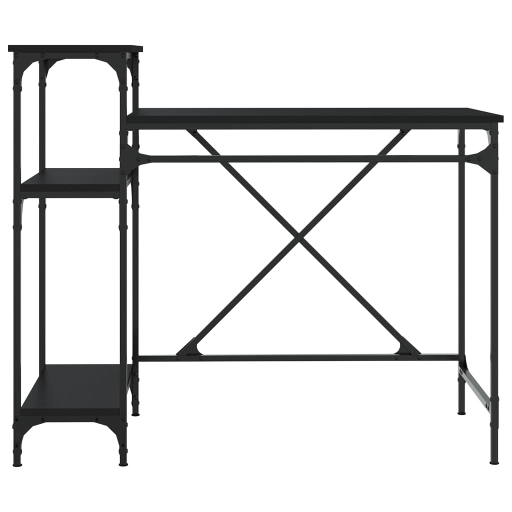 Desk with Shelf Black 105x50x90cm Engineered Wood Iron