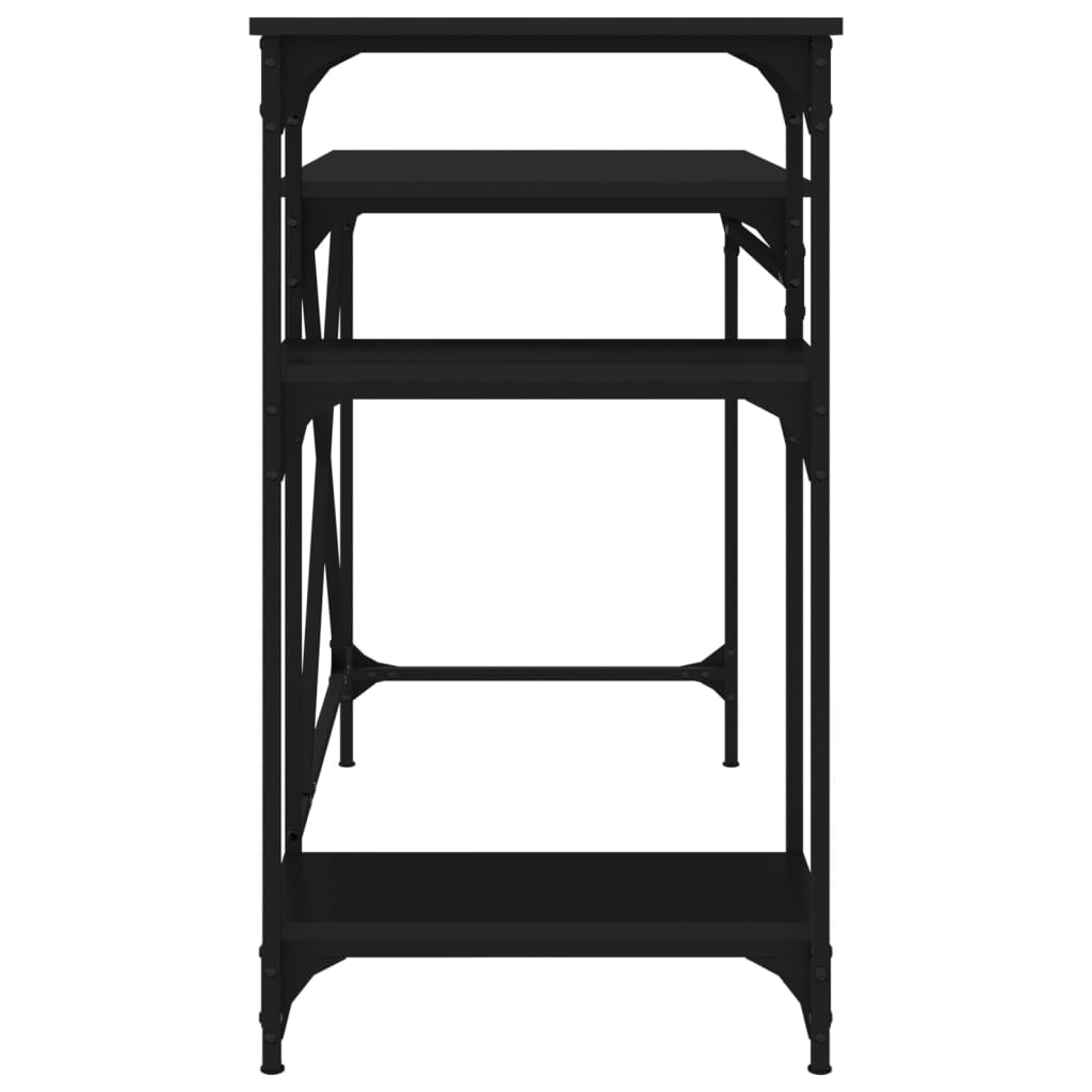 Desk with Shelf Black 105x50x90cm Engineered Wood Iron
