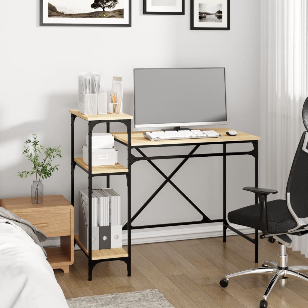 Desk with Shelf Sonoma Oak 105x50x90 cm Engineered Wood