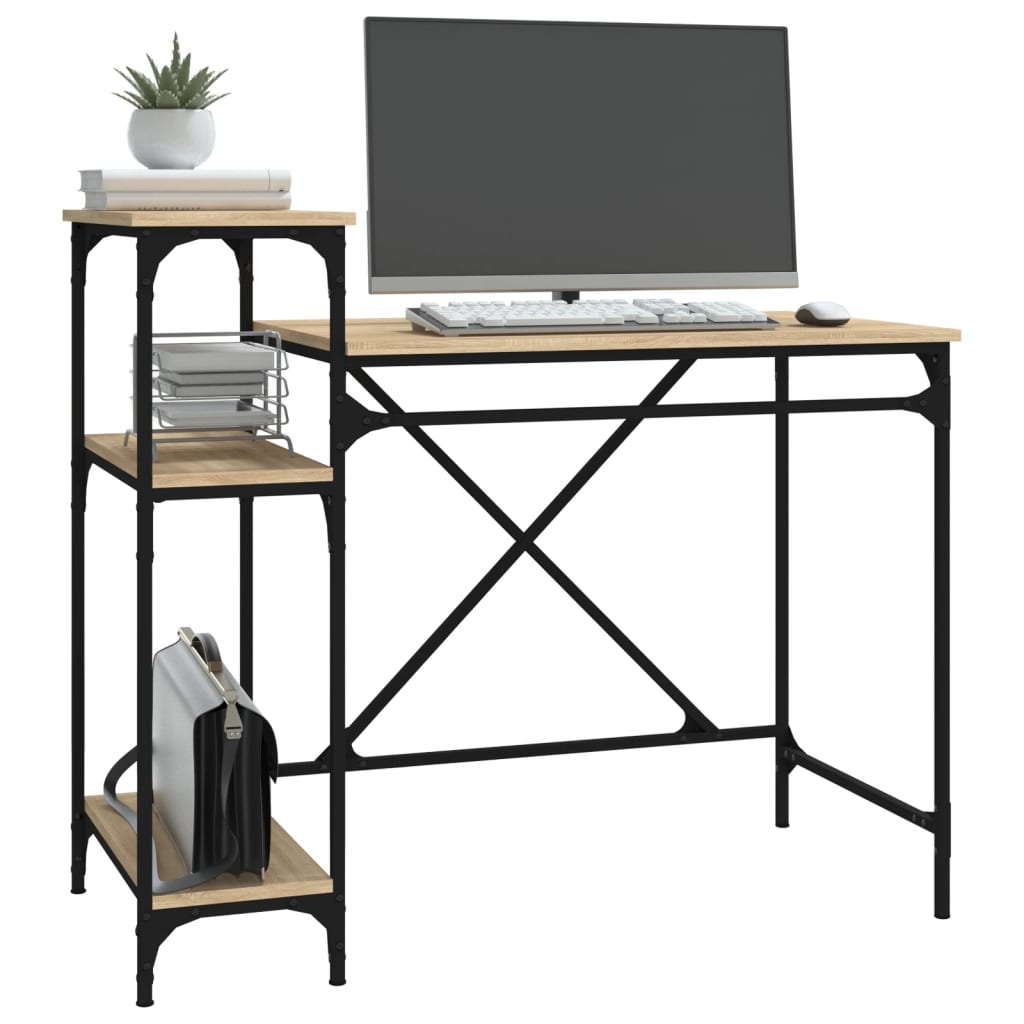Desk with Shelf Sonoma Oak 105x50x90 cm Engineered Wood