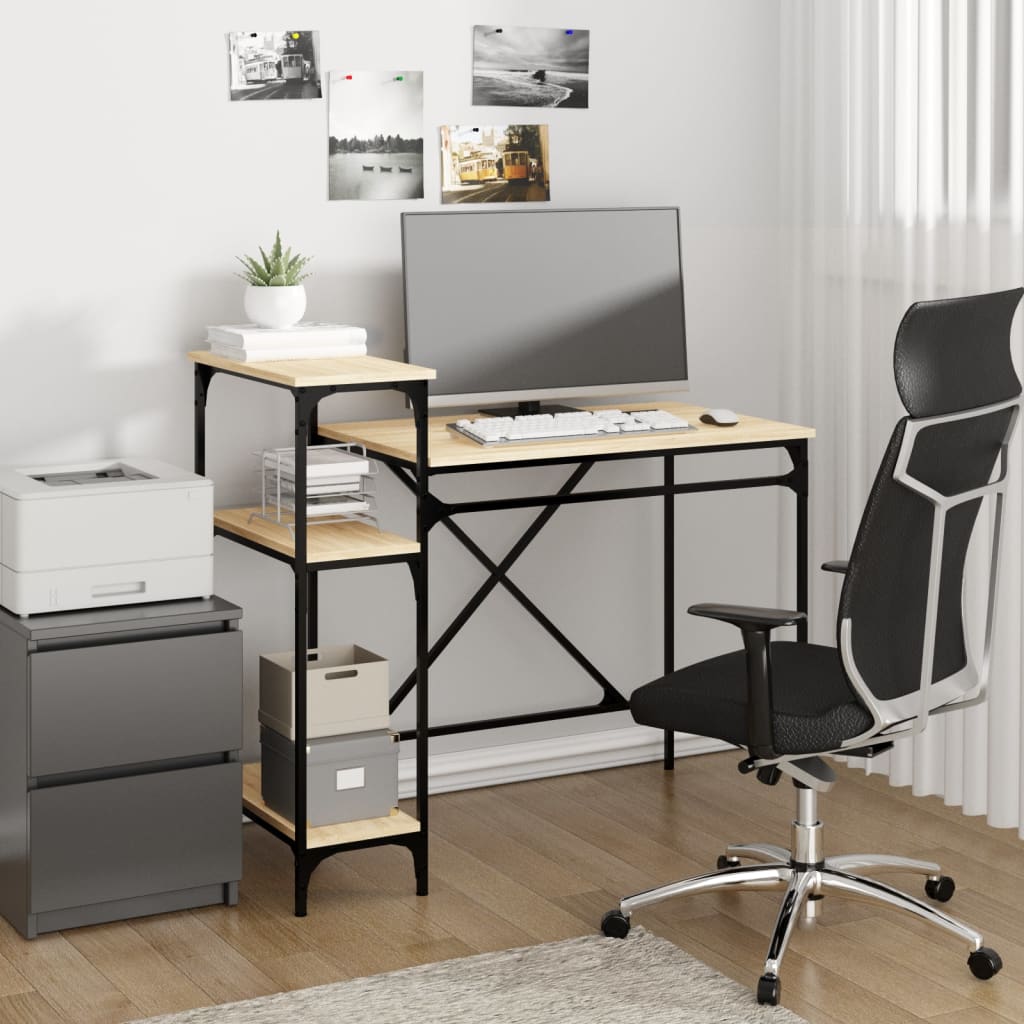 Desk with Shelf Sonoma Oak 105x50x90 cm Engineered Wood