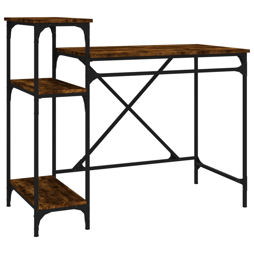 Desk with Shelf Smoked Oak 105x50x90 cm Engineered Wood