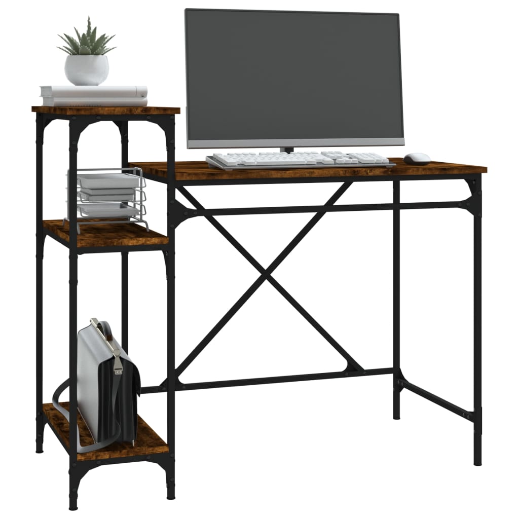 Desk with Shelf Smoked Oak 105x50x90 cm Engineered Wood