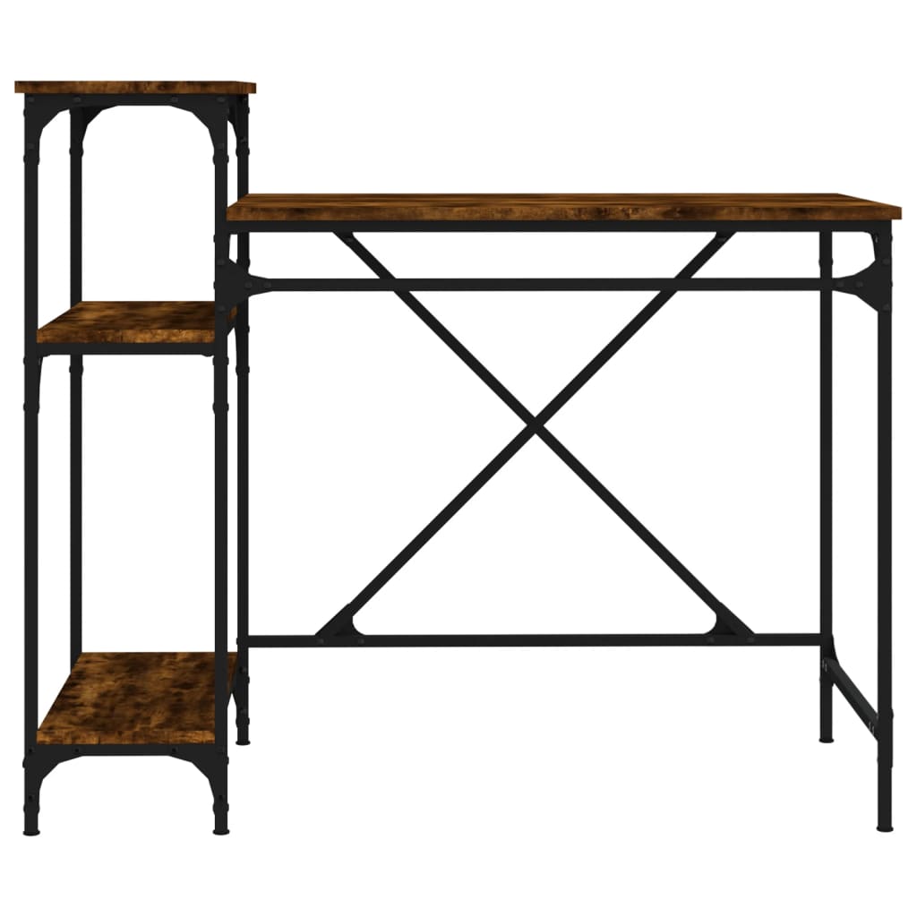 Desk with Shelf Smoked Oak 105x50x90 cm Engineered Wood