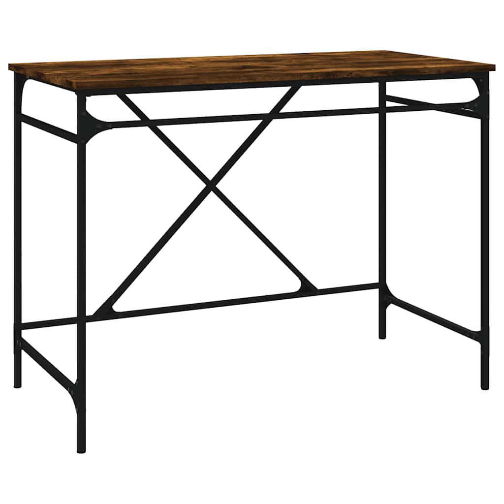 Bureau en chêne fumé 100x50x75 cm en bois d'ingénierie et fer
