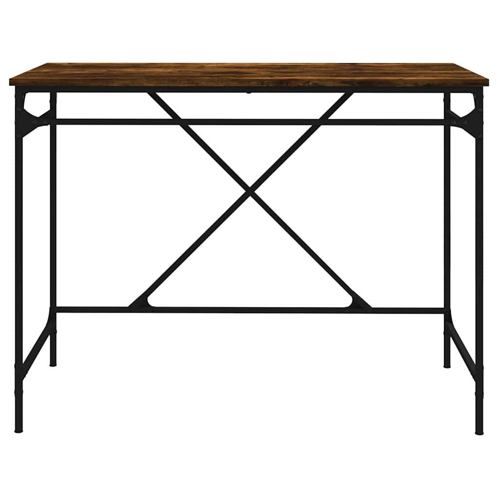 Bureau en chêne fumé 100x50x75 cm en bois d'ingénierie et fer