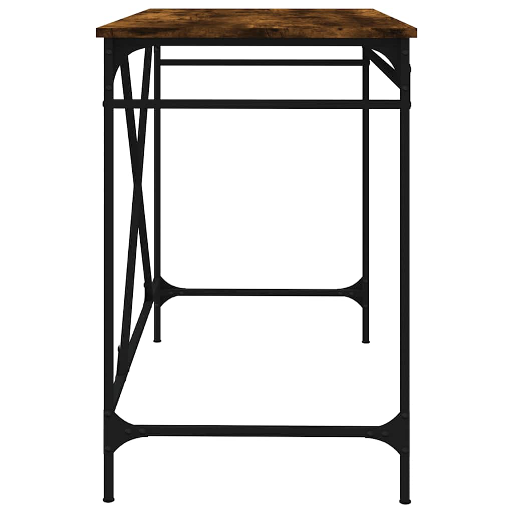 Bureau en chêne fumé 100x50x75 cm en bois d'ingénierie et fer