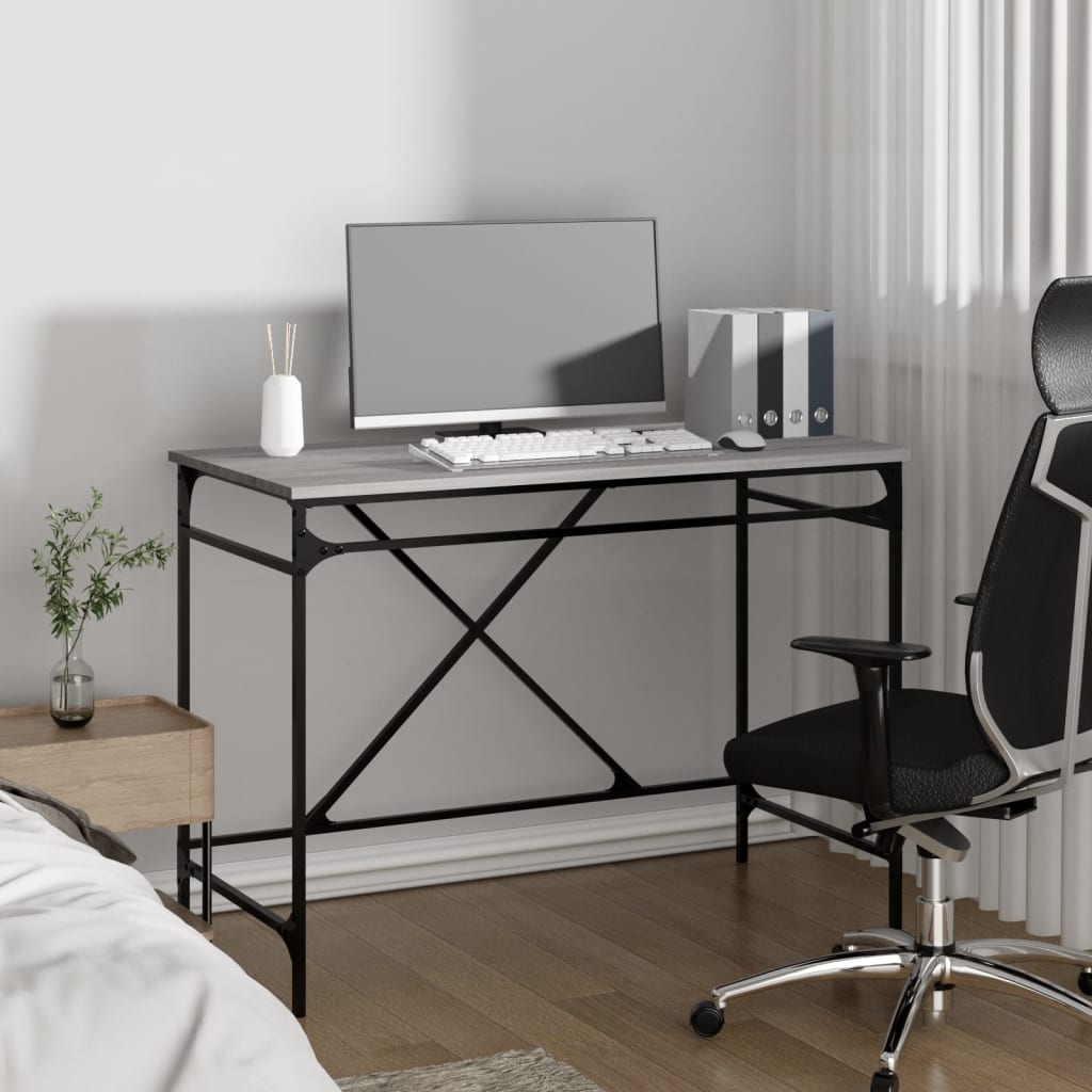 Desk Grey Sonoma 100x50x76 cm Engineered Wood and Iron