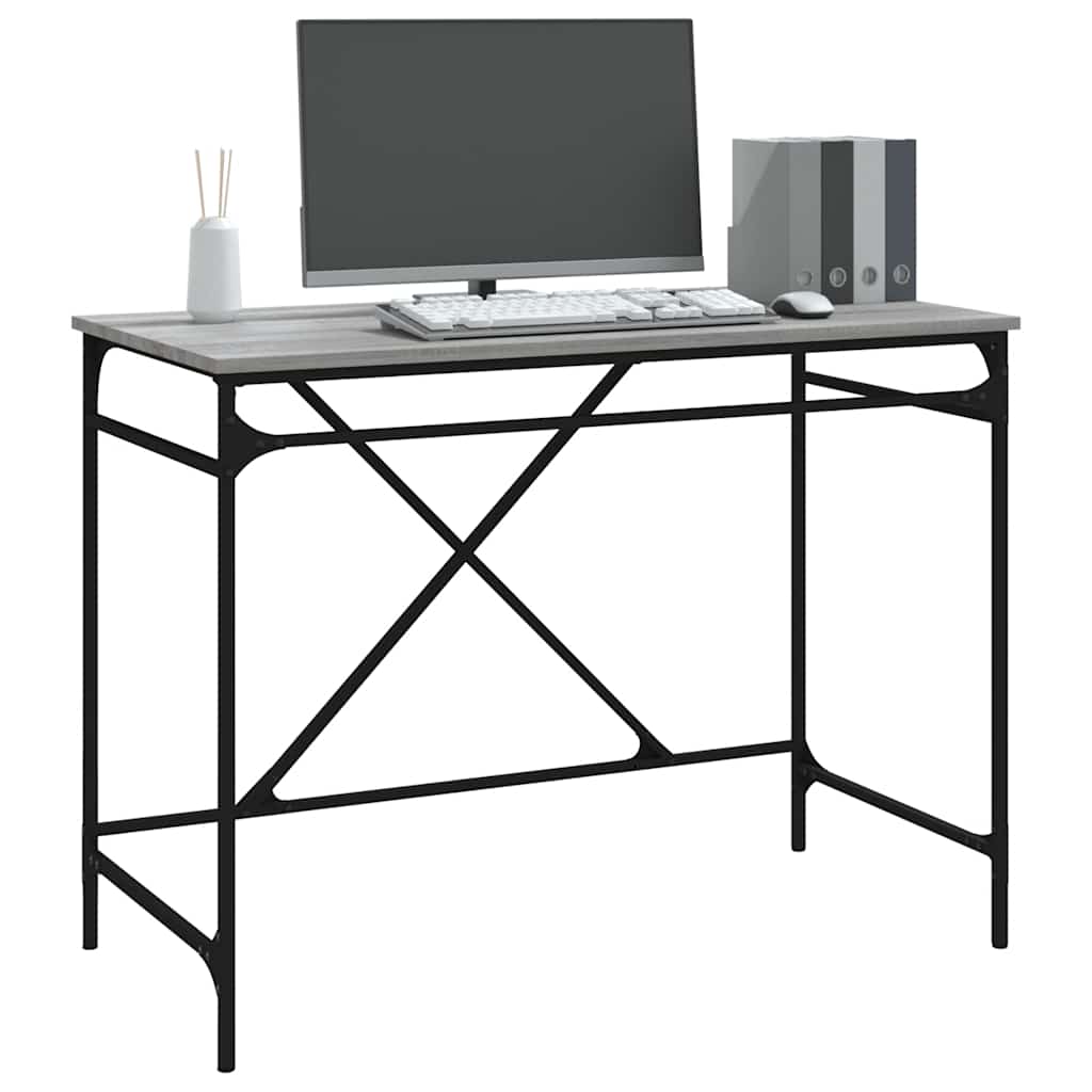 Desk Grey Sonoma 100x50x76 cm Engineered Wood and Iron
