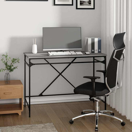 Bureau gris Sonoma 100x50x76 cm en bois d'ingénierie et fer