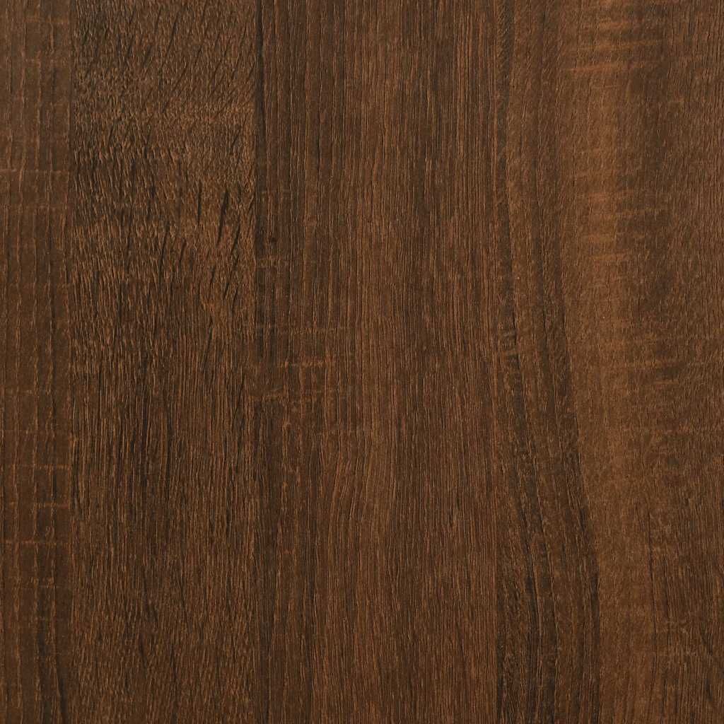 Desk Brown Oak Finish 100x50x75cm Engineered Wood Iron