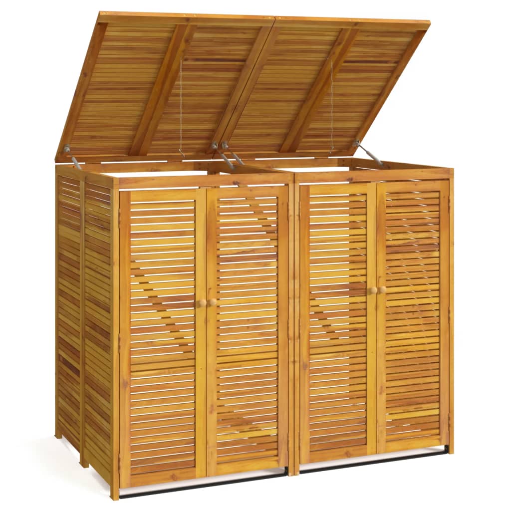 Wheelie bin storage for 2 bins 140x89x117 cm Solid acacia wood