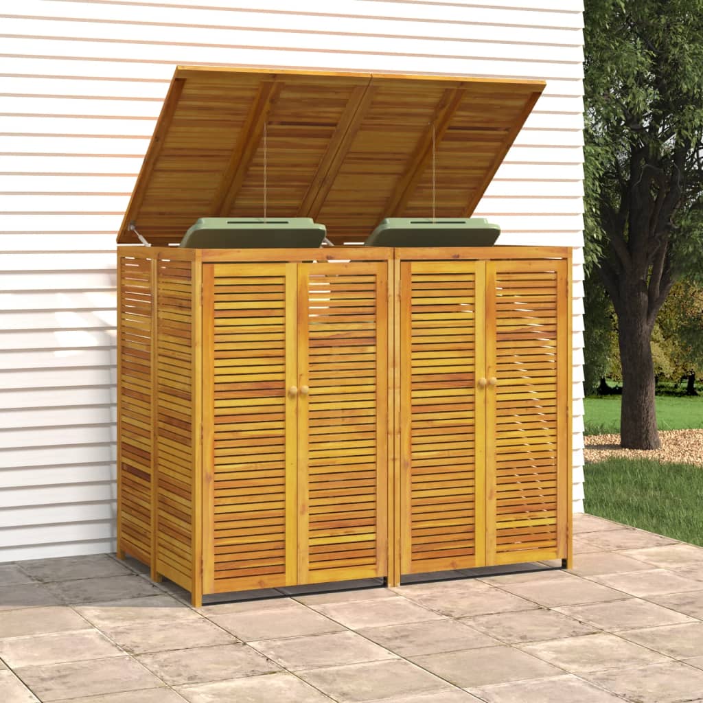 Wheelie bin storage for 2 bins 140x89x117 cm Solid acacia wood