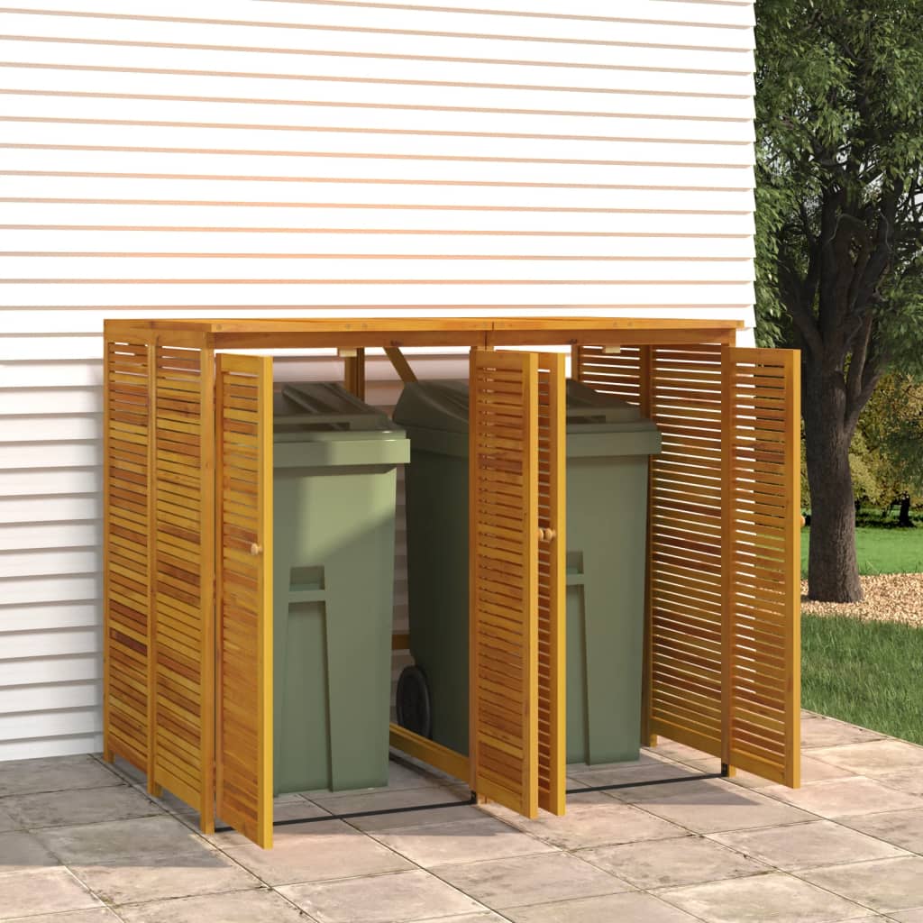 Wheelie bin storage for 2 bins 140x89x117 cm Solid acacia wood