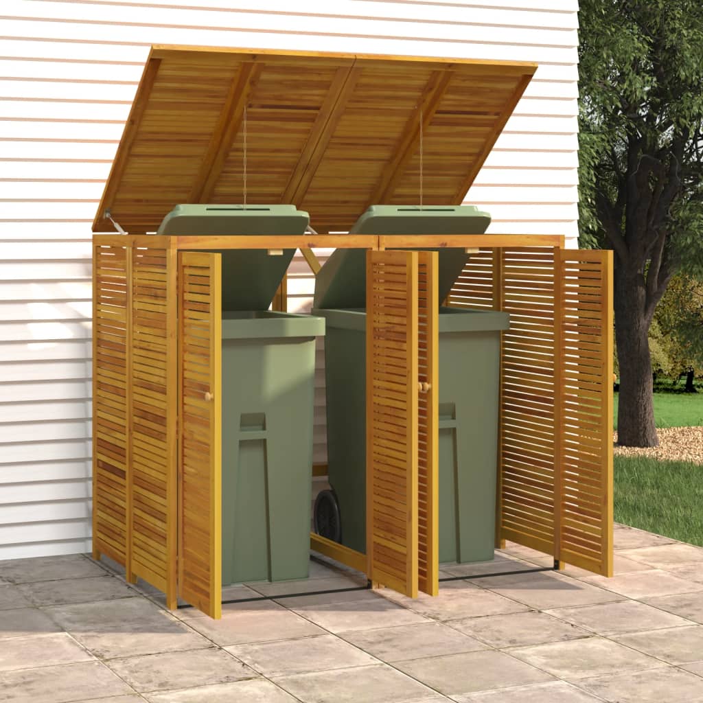 Wheelie bin storage for 2 bins 140x89x117 cm Solid acacia wood