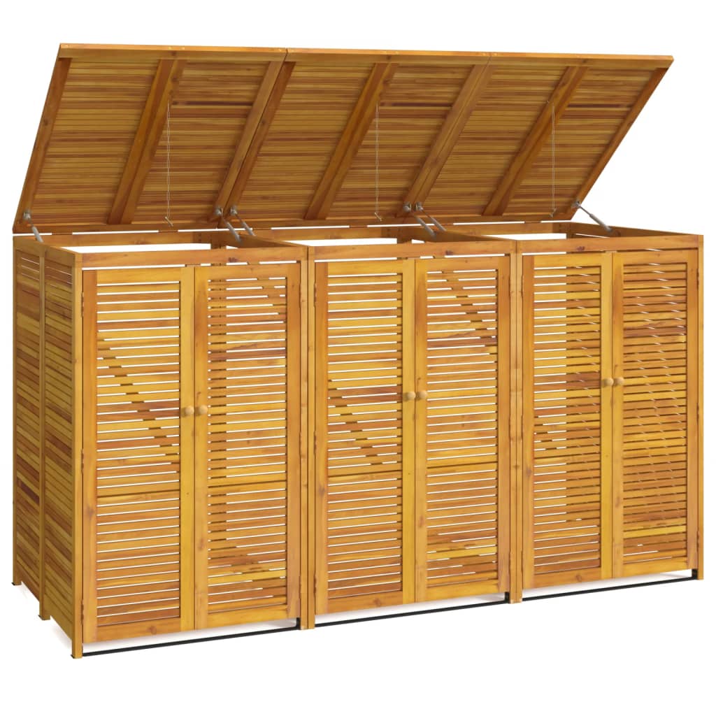 Rubbish Bin Storage for 3 Bins 210x89x117 cm Solid Acacia Wood