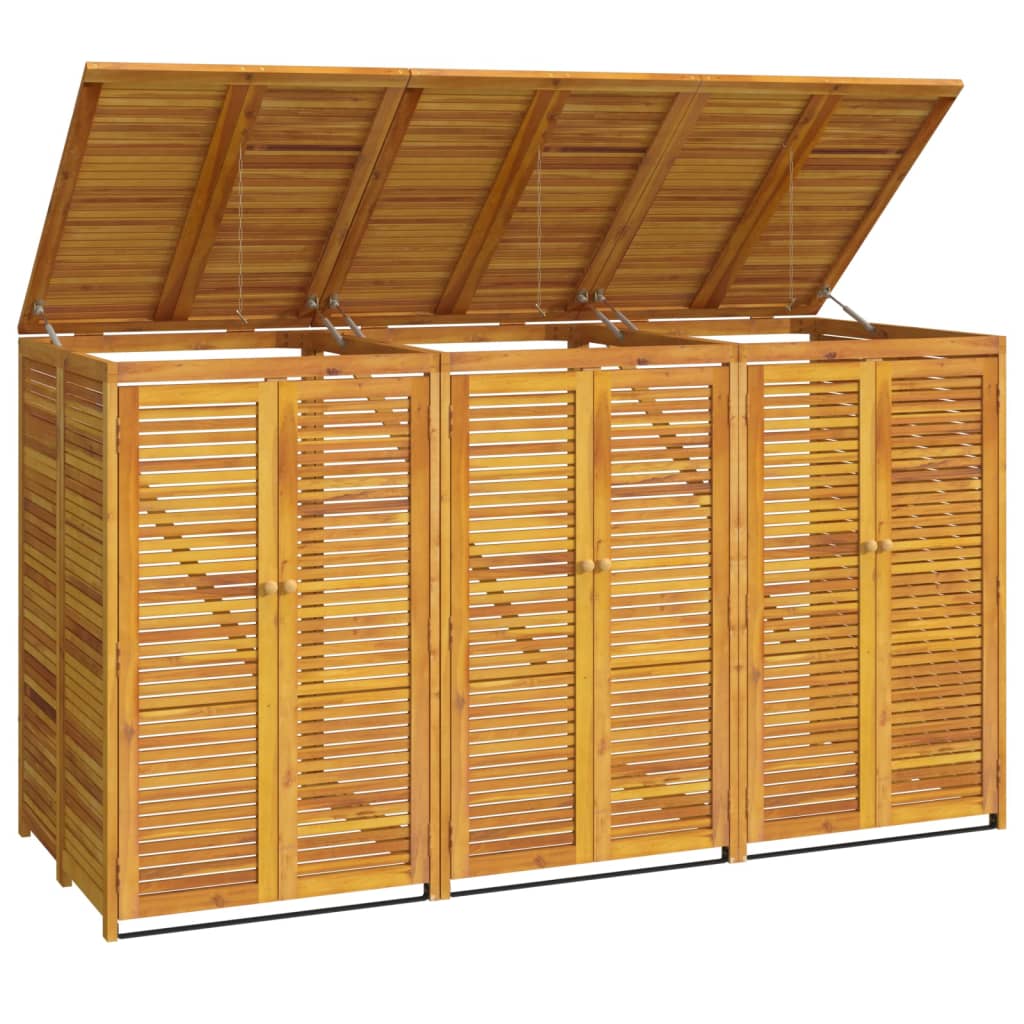 Rubbish Bin Storage for 3 Bins 210x89x117 cm Solid Acacia Wood