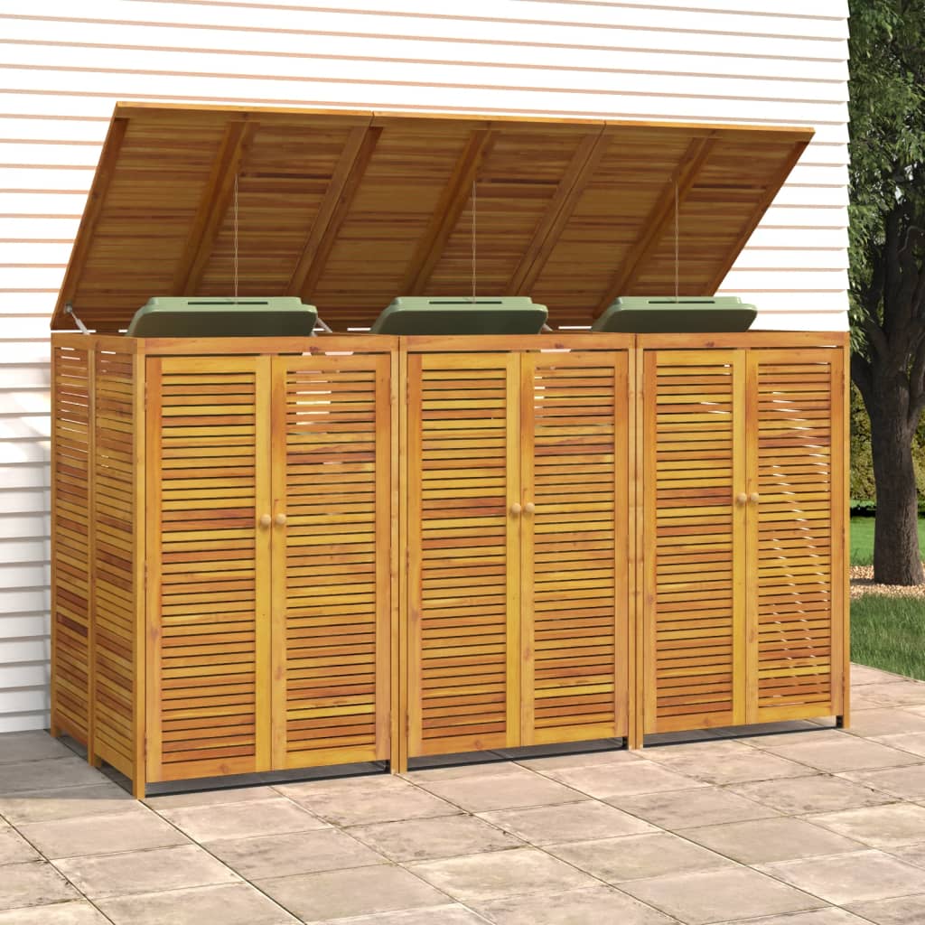 Rubbish Bin Storage for 3 Bins 210x89x117 cm Solid Acacia Wood