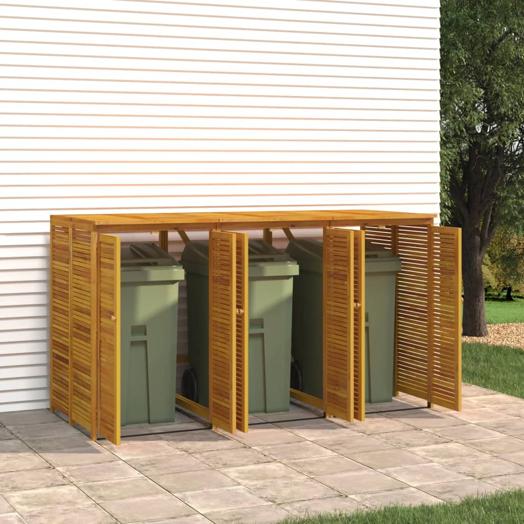 Rubbish Bin Storage for 3 Bins 210x89x117 cm Solid Acacia Wood