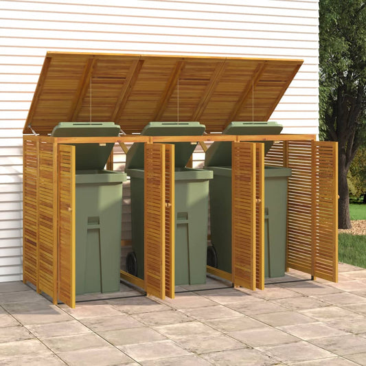 Rubbish Bin Storage for 3 Bins 210x89x117 cm Solid Acacia Wood
