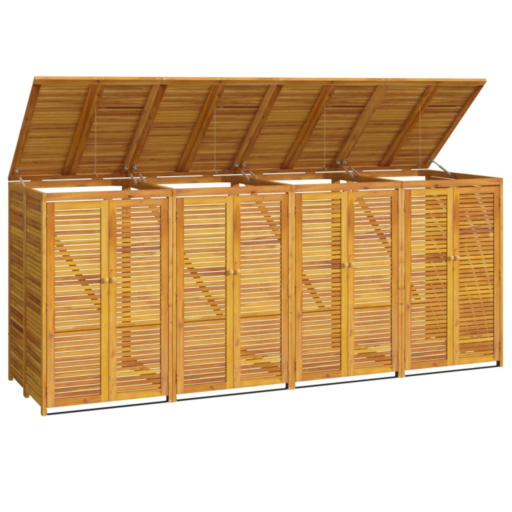 Waste bin storage for 4 bins 280x89x117 cm solid acacia wood