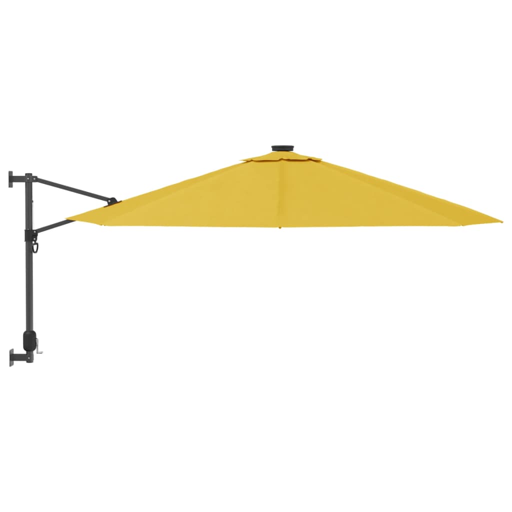 Wand-Sonnenschirm mit LEDs Gelb 290 cm