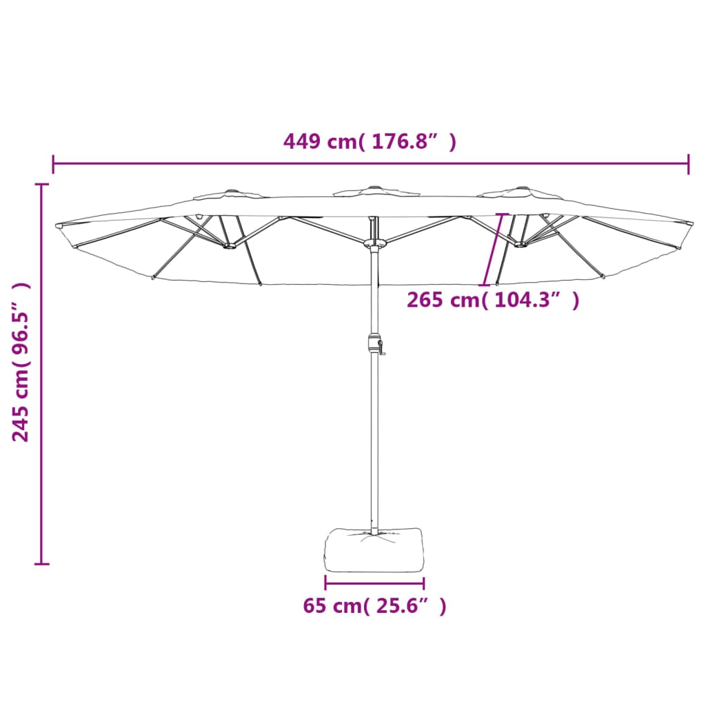 Doppel-Sonnenschirm mit LED-Leuchten Bordeauxrot 449x265 cm