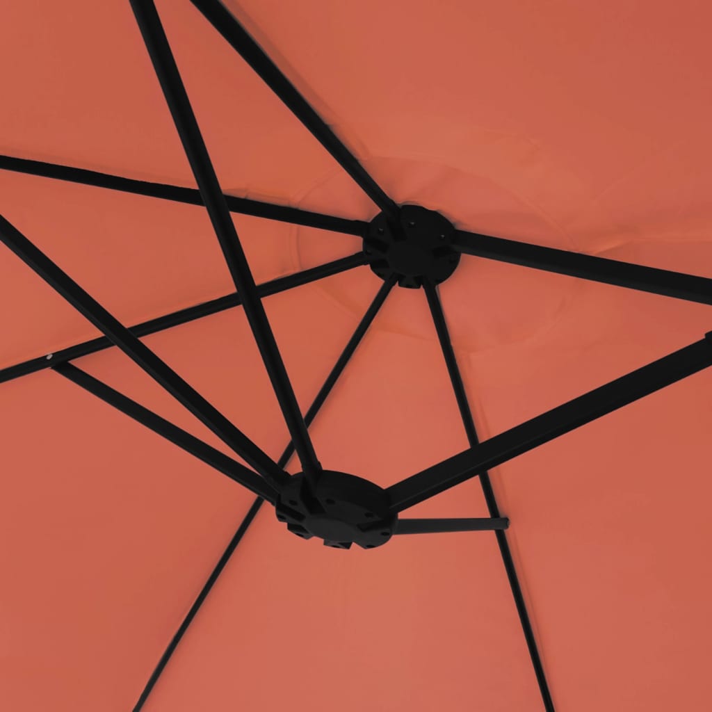 Doppel-Sonnenschirm mit LED-Leuchten Terrakottarot 449x265 cm