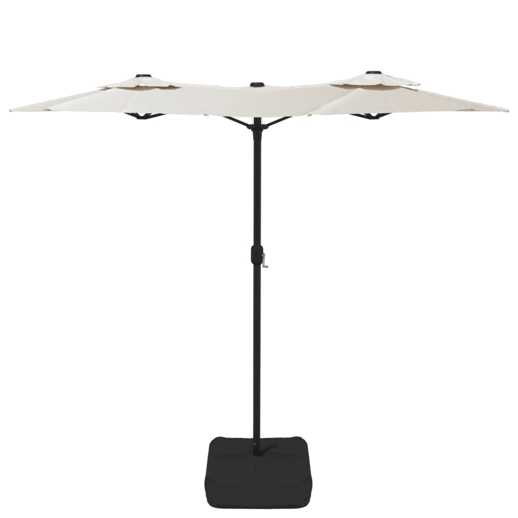 Doppel-Sonnenschirm mit LED-Leuchten Sandweiß 316x145 cm