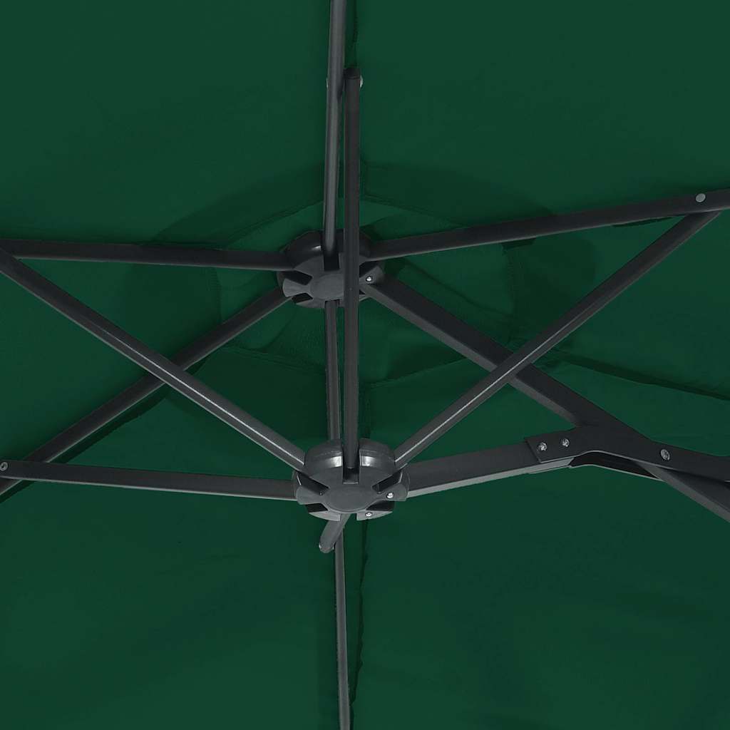 Doppel-Sonnenschirm mit LED-Leuchten Grün 316x145 cm