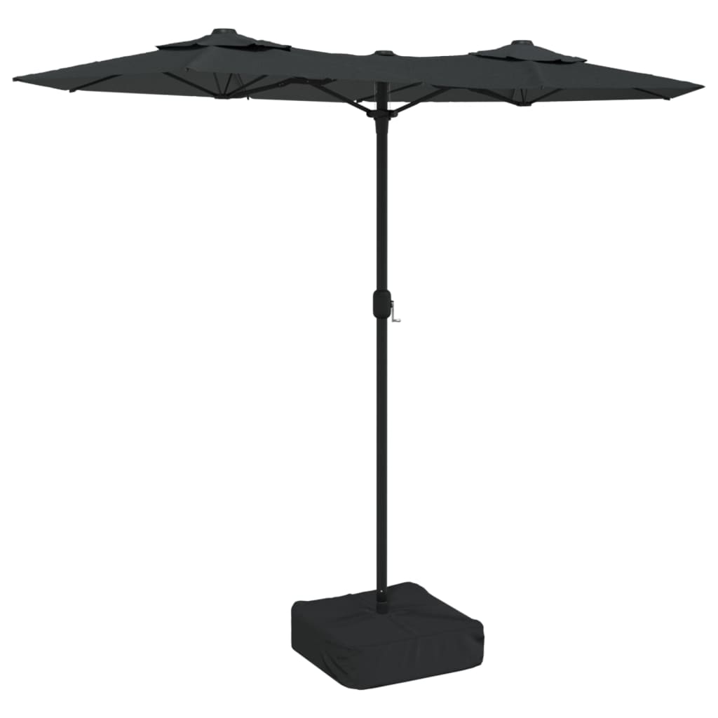 Doppel-Sonnenschirm mit LED-Leuchten Anthrazit 316x145 cm