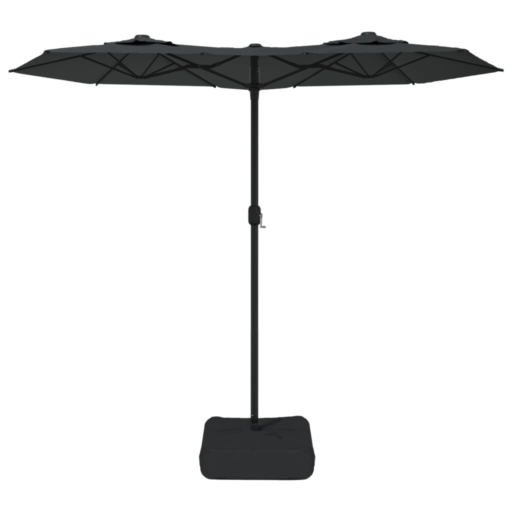 Doppel-Sonnenschirm mit LED-Leuchten Anthrazit 316x145 cm