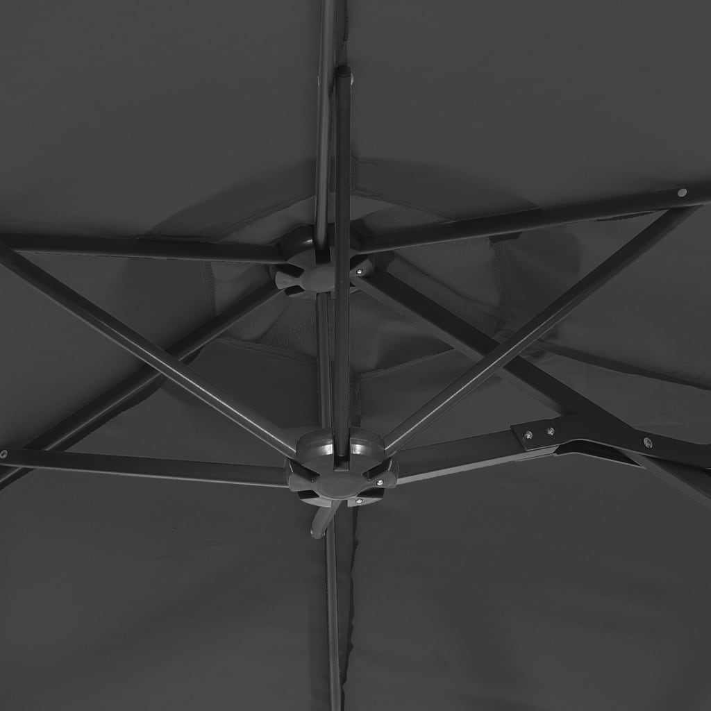 Doppel-Sonnenschirm mit LED-Leuchten Anthrazit 316x145 cm