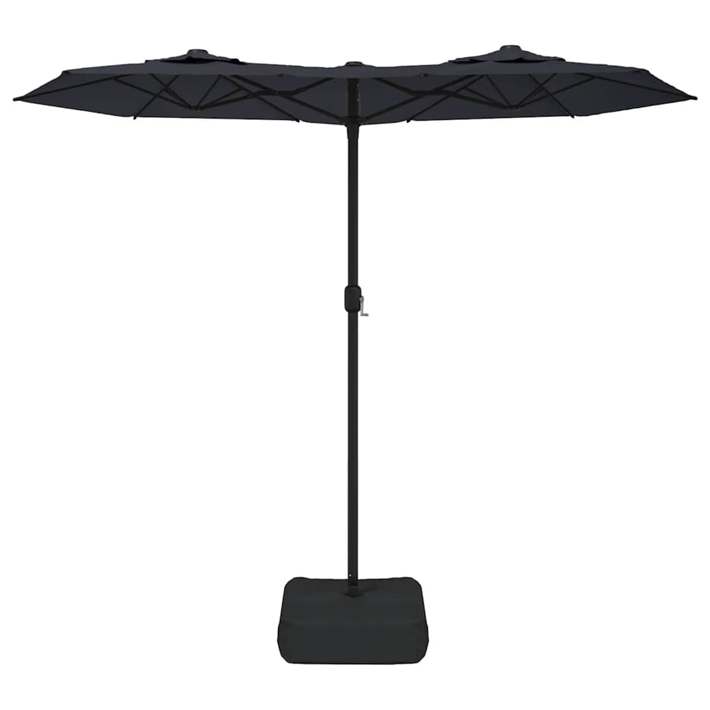 Doppel-Sonnenschirm mit LED-Leuchten Schwarz 316x145 cm