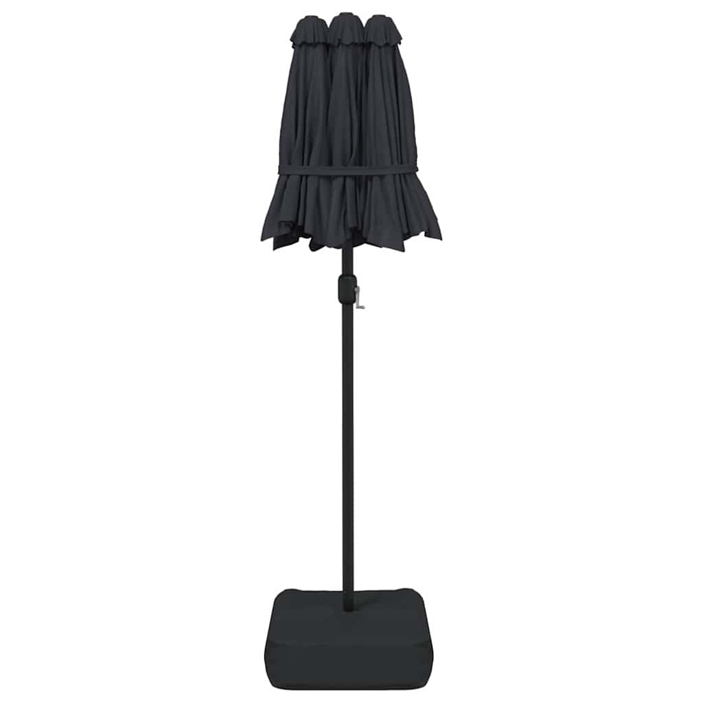Doppel-Sonnenschirm mit LED-Leuchten Schwarz 316x145 cm